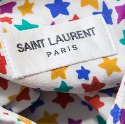 Saint Laurent Paris Multicolor Star Printed Silk Long Sleeve Button Front  Shirt XL