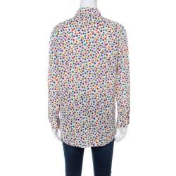Saint Laurent Paris Multicolor Star Printed Silk Long Sleeve Button Front  Shirt XL