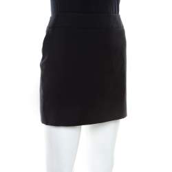 Pre Owned Saint Laurent Paris Black Wool Silk Lined Mini Skirt M
