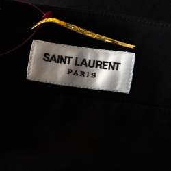 Pre Owned Saint Laurent Paris Black Wool Silk Lined Mini Skirt M