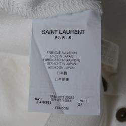 Pre Owned Saint Laurent Paris White Cotton Stretch Denim Skinny Jeans M