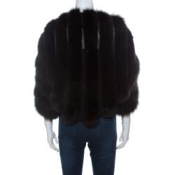 مملوكة مسبقًا Saint Laurent Paris Edition Soir Black Fox Fur Bolero M 