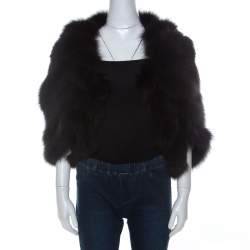 مملوكة مسبقًا Saint Laurent Paris Edition Soir Black Fox Fur Bolero M 