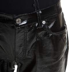 Pre Owned Saint Laurent Black Vinyl Faux Leather Low Rise Trousers L