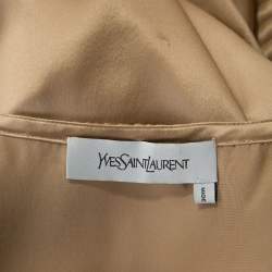 Yves Saint Laurent Beige Satin Drawstring Detail Blouse S