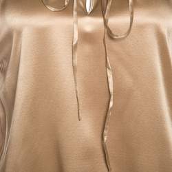 Yves Saint Laurent Beige Satin Drawstring Detail Blouse S
