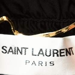 مملوكة مسبقًا Saint Laurent Paris Black Satin Smocked Off Shoulder Top M
