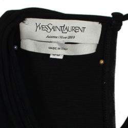 Pre Owned Saint Laurent Paris Black Pleated Evening Dress M