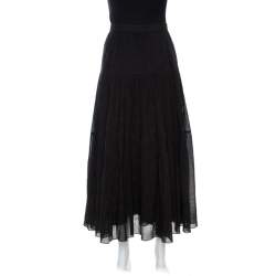 Pre Owned Saint Laurent Paris Black Jacquard Maxi Skirt M