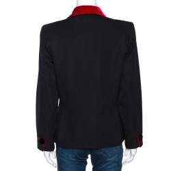 Pre Owned Yves Saint Laurent Rive Gauche Vintage Black Wool Velvet Lapel Blazer L