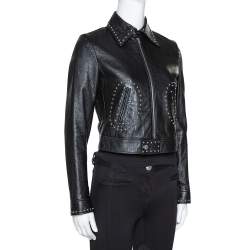 Saint Laurent Paris Black Studded Leather Biker Jacket S
