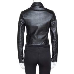 Saint Laurent Paris Black Studded Leather Biker Jacket S