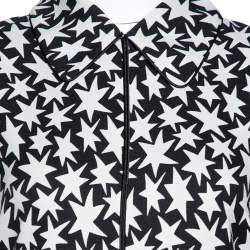 Pre Owned Saint Laurent Paris Monochrome Star Print Crepe Midi Dress M