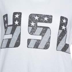 مملوكة مسبقًا Saint Laurent Paris White YSL Print Cotton Crew Neck T-Shirt M