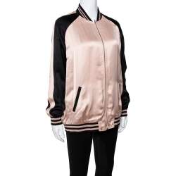 Pre Owned Saint Laurent Paris Champagne Pink Oversized Teddy Baseball Jacket M