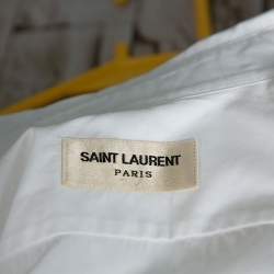 Saint Laurent Paris White Cotton Long Sleeve Shirt S
