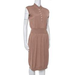 Yves Saint Laurent Chestnut Brown Wool Knit Sleeveless Dress L