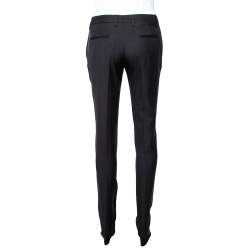 Pre Owned بنطلون سان لوران باريس مفصل صوف أسود S