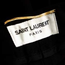 Pre Owned بنطلون سان لوران باريس مفصل صوف أسود S