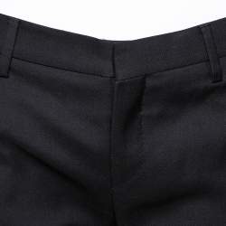 Pre Owned بنطلون سان لوران باريس مفصل صوف أسود S