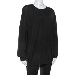 مملوكة مسبقًا Saint Laurent Paris Black Wool Crew Neck Sweater XXL