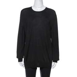 Pre Owned Saint Laurent Paris Black Wool Crew Neck Sweater XXL