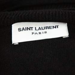 مملوكة مسبقًا Saint Laurent Paris Black Wool Crew Neck Sweater XXL