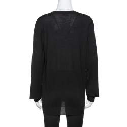 مملوكة مسبقًا Saint Laurent Paris Black Wool Crew Neck Sweater XXL