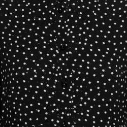 Pre Owned Saint Laurent Paris Black/White Silk Lavalliere Neck Dress M