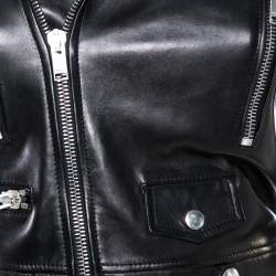 مملوكة مسبقًا Saint Laurent Paris Black Leather Cropped Biker Jacket S