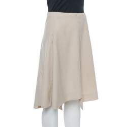 Saint Laurent Paris Ecru Wool Asymmetrical Short Skirt L