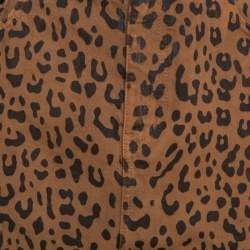 Saint Laurent Paris Brown Leopard Printed Denim Mini Skirt M