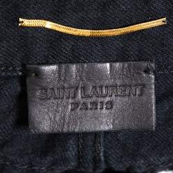 مملوكة مسبقًا تنورة ميني سان لوران دنيم سوداء متوسطة