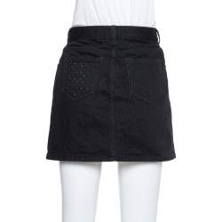 مملوكة مسبقًا تنورة ميني سان لوران دنيم سوداء متوسطة