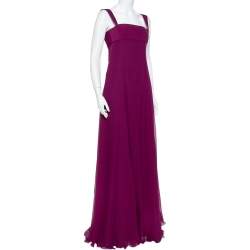 Yves Saint Laurent Edition Soir Purple Silk Chiffon Sleeveless Gown S