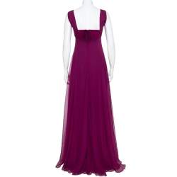 Yves Saint Laurent Edition Soir Purple Silk Chiffon Sleeveless Gown S