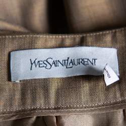 Pre Owned Yves Saint Laurent Beige Wool & Silk A-Line Skirt S