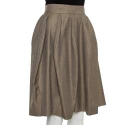Pre Owned Yves Saint Laurent Beige Wool & Silk A-Line Skirt S