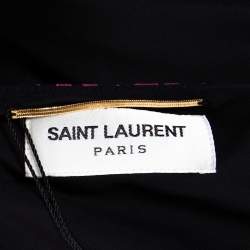 مملوكة مسبقًا Saint Laurent Paris Black Star Printed Chiffon One Shoulder Mini Dress M