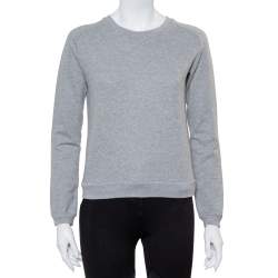 Pre Owned Yves Saint Laurent Grey Cotton Crewneck Sweatshirt M
