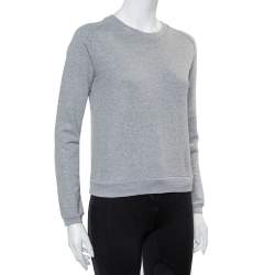 Pre Owned Yves Saint Laurent Grey Cotton Crewneck Sweatshirt M