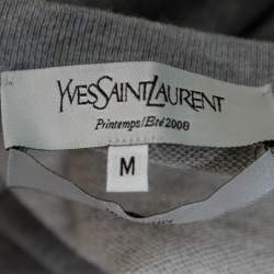 Pre Owned Yves Saint Laurent Grey Cotton Crewneck Sweatshirt M