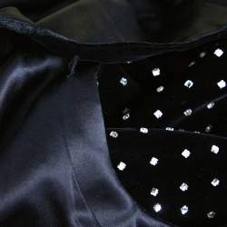 مملوكة مسبقًا Saint Laurent Paris Black Velvet Crystal Embellished Cutout Detail Faux Wrap Mini Dress M