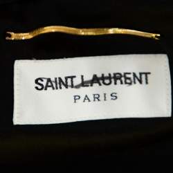 مملوكة مسبقًا Saint Laurent Paris Black Velvet Crystal Embellished Cutout Detail Faux Wrap Mini Dress M