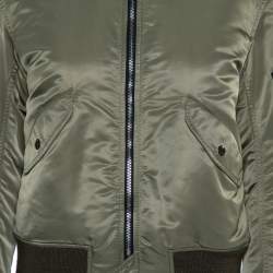 Pre Owned Saint Laurent Paris Military Green Synthetic Bomber Jacket M