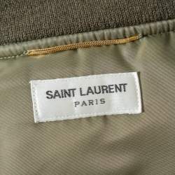 Pre Owned Saint Laurent Paris Military Green Synthetic Bomber Jacket M