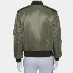 Pre Owned Saint Laurent Paris Military Green Synthetic Bomber Jacket M