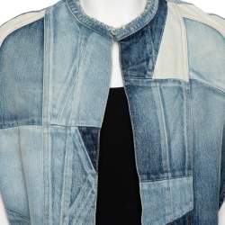 Saint Laurent Paris Blue Denim Patched Open Front Cape S