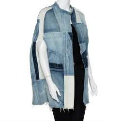 Saint Laurent Paris Blue Denim Patched Open Front Cape S
