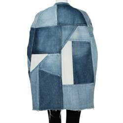 Saint Laurent Paris Blue Denim Patched Open Front Cape S